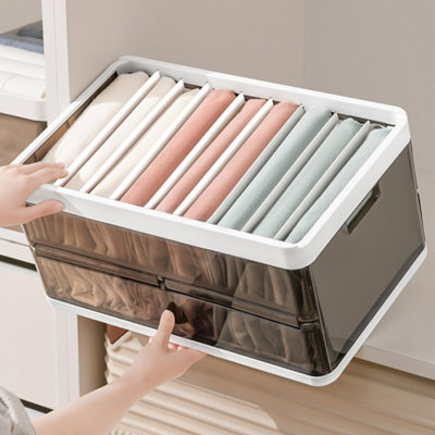Livingandhome Stackable Storage Box Folding Clothes Organizer Wardrobe Box  with 9 Dividers