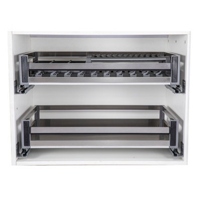 Livingandhome Stainless Steel Kitchen Cabinet Pull-Out Basket 814x430x170mm