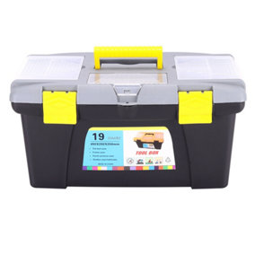 Livingandhome T19 Lockable Mobile Plastic Tool Chest Storage Box Organiser with Removable Tray
