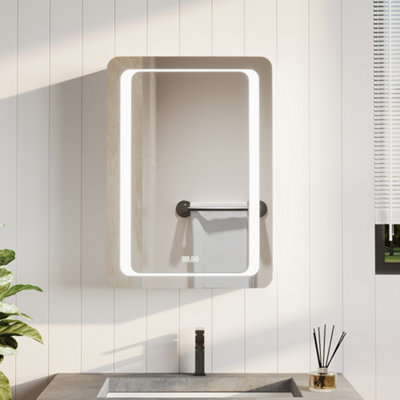 Livingandhome Touch Sensor Bathroom Mirror Mirrored LED