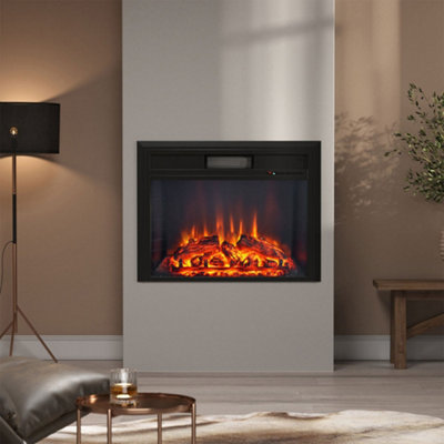Livingandhome Wall Inset Electric Fire Fireplace with Remote Control 26  Inch | DIY at Bu0026Q