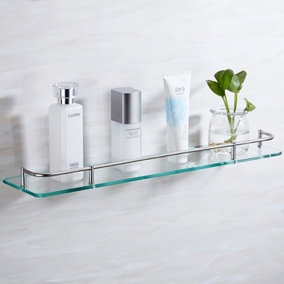 2pcs 4 in Small Acrylic Shelf Clear Floating Shelves Small Adhesive Shelf Transparent Stick on Wall Display Shelves for Kitchen Room Bedroom Bathroom