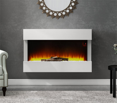 Livingandhome White 2kW LED Electric Fire Fireplace with Remote Control 36 Inch