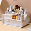 Livingandhome White 3 Drawers Multifunctional Plastic Makeup Storage Desk Organizer for Stationery Marker Pens