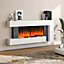 Livingandhome White Electric Fire Suite Fireplace with Night Light Surround Set and Remote Control 52 Inch