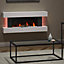 Livingandhome  White Electric Fire Suite Fireplace with White LED Surround Set Remote WiFi Control 52 Inch