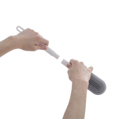 Livingandhome White Flexible Silicone Toilet Brush and Holder
