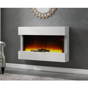 Livingandhome White Freestanding  or Wall Mounted Electric Fireplace with Mantel 36 Inch