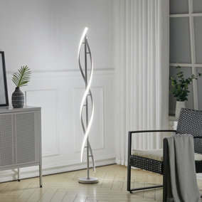 Livingandhome White Iron LED Light Source Curve Line Floor Lamp
