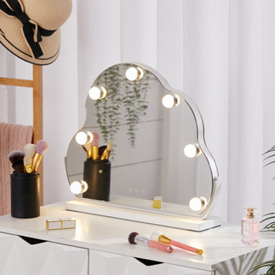 Livingandhome White Irregular Rotatable Hollywood Desktop LED Vanity