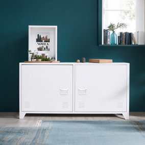 Livingandhome White Metal File Cabinet with Shelves for Home and Office