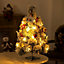 Livingandhome White Mini DIY Pine Needle Flocking Christmas Tree Tabletop Decor with LED Light