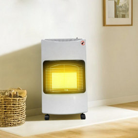 Livingandhome White Portable Ceramic Gas Heater with Wheels