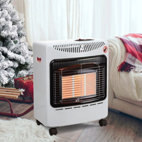 Livingandhome White Portable Ceramic Gas Heater with Wheels