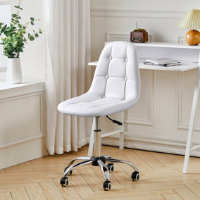 Livingandhome White PU Leather Swivel Adjustable Office Chair