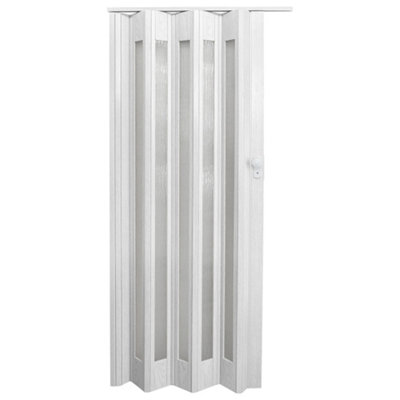 White Oak Effect Bi Folding Door PVC Panel Magnetic Sliding Accordion  Concertina