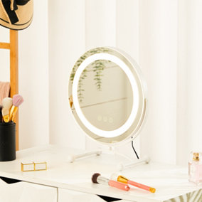 Livingandhome White Round LED Illuminated Dimmable Makeup Mirror 30 cm