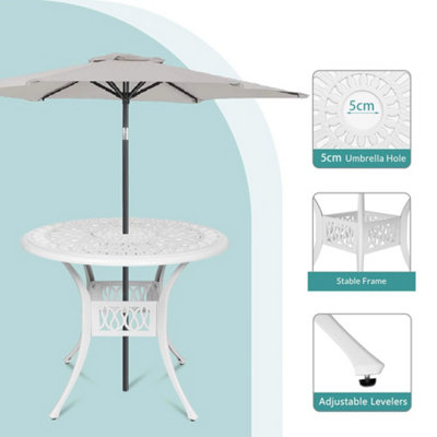 White round patio table shop with umbrella hole