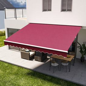 Livingandhome Wine Red Outdoor Retractable Patio Awning for Window and Door 3 M