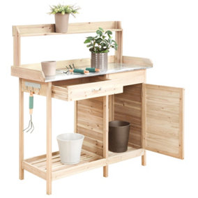Livingandhome Wooden Garden Potting Bench Table Work Station with 2 Drawer