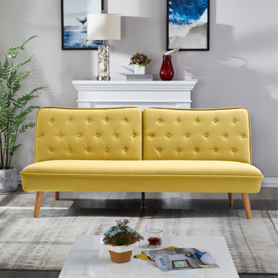 Yellow 2 deals seater sofa bed