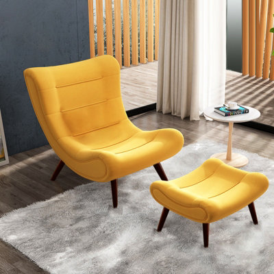 Livingandhome Yellow Chenille Recliner Chair Reclining Chair
