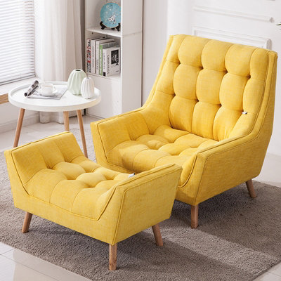 Chenille super buttoned online accent armchair & footstool