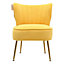 Livingandhome Yellow Frosted Velvet Cocktail Accent Chair