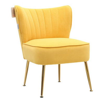 Livingandhome Yellow Frosted Velvet Cocktail Accent Chair DIY at B Q