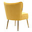 Livingandhome Yellow Frosted Velvet Cocktail Accent Chair