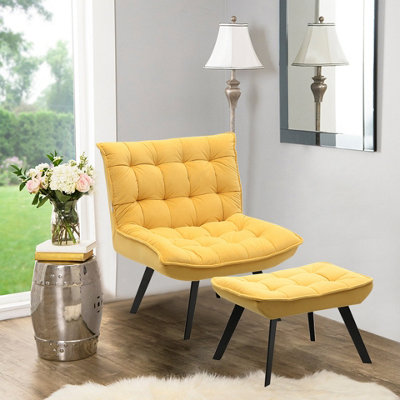 Yellow lounge chair and footstool new arrivals