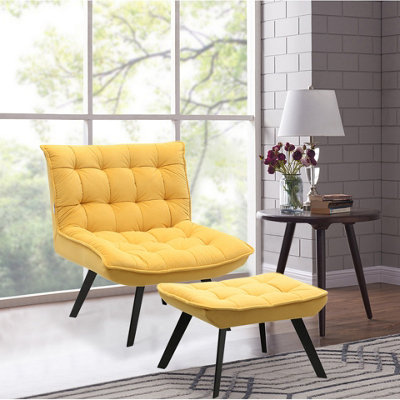 Yellow chair best sale and footstool