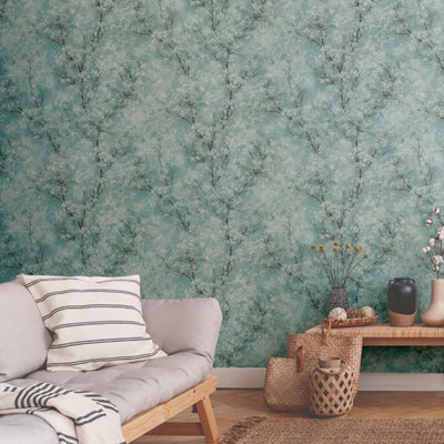 Livingwalls Forest Wallpaper Cosy & Relax New Walls A.S. Création Non-Woven Wallpaper 10.05 m x 0.53 m Green Blue Grey