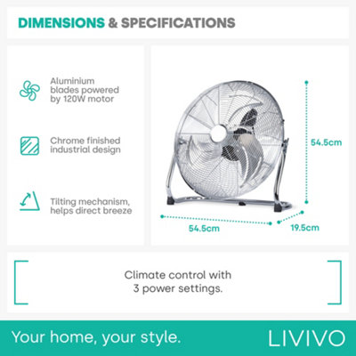 LIVIVO 18" 120W Chrome Floor fan