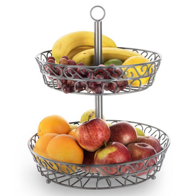 Wood Fruit Basket, 2 Tier Kitchen - KIWI HOMIE