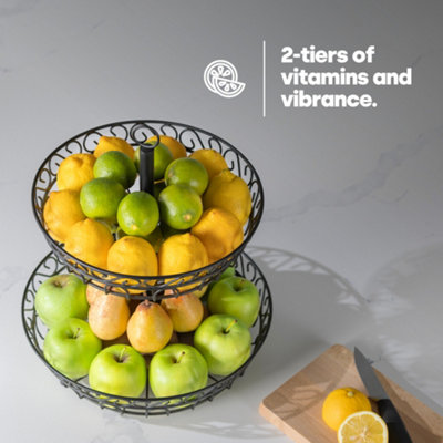 Fruit Bowl Versa Black Metal Steel (29 x 10 x 29 cm) | Buy at wholesale