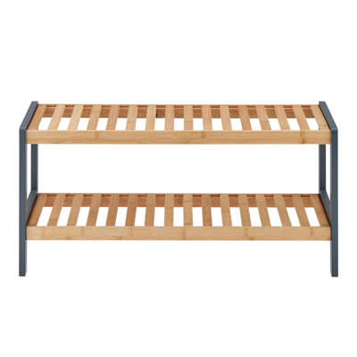 LIVIVO 2-TIER Natural Bamboo Shoe Rack with 2 Shelves, Large Storage ...