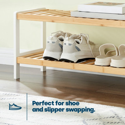 2-Tier Expandable Shoe Rack with Pivoting Bars