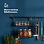 LIVIVO 2-Tier Spice Shelf Storage Racks - Hanging Wall Mounted Holder for Kitchen, Cabinet & Pantry Door - Black