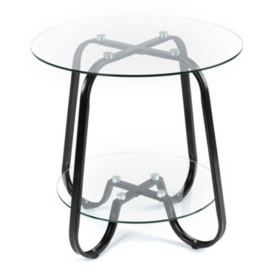 LIVIVO 2-Tiered Glass Round Coffee Table