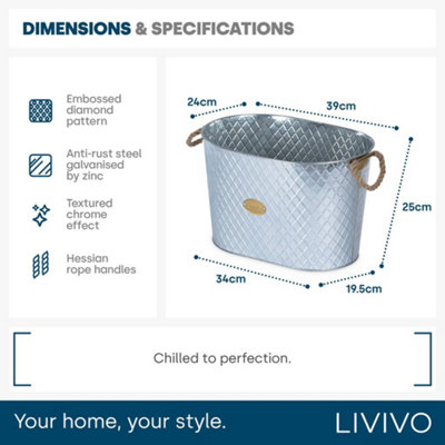 LIVIVO 24L Galvanised Steel Ice Cooler Bucket