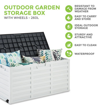 LIVIVO 260L Outdoor Storage Box with Wheels, Stylish and Convenient Storage Solution - Light Grey