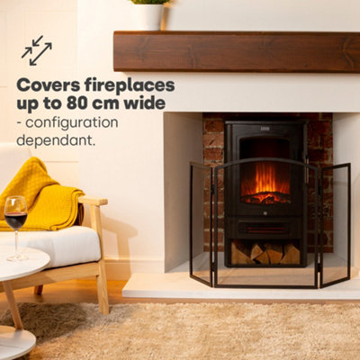 LIVIVO Panel Decorative Fireplace Screen Black Steel Mesh