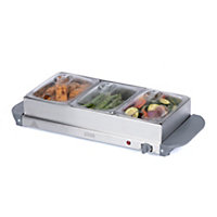 LIVIVO 3 Section Large Buffet Server and Plate Warmer - 1 Litre Trays Capacity, 270W, Adjustable Temperature & Cool Touch Handles