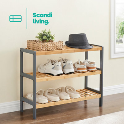 4 SHOE RACK popular TIER NATURAL BAMBOO WOODEN ORGANIZER STAND STORAGE SHELF UNIT