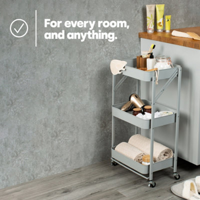 LIVIVO 3-Tier Storage Trolley Cart - Shelving Organizer for Kitchen, Bathroom, Laundry Room - Slide-out & Rolling Storage Utility