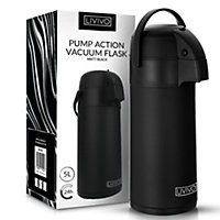 LIVIVO 3L Stainless Steel Thermal Flask - Hot & Cold Drinks, Double Walled Vacuum Insulated Airport & Coffee Flask w/ Pump Action