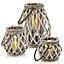 LIVIVO 3pc Wicker Willow Candle Lantern - Made from Hemp Rope & Willow Twigs, Perfect for your Garden, Living Room & Home Office