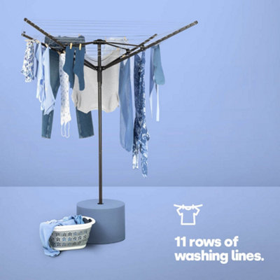 4-Arm Rotary Clothes Airer - Black | Free Delivery