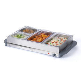 LIVIVO 4 Section Large Buffet Server and Plate Warmer - 1 Litre Trays Capacity, 270W, Adjustable Temperature & Cool Touch Handles